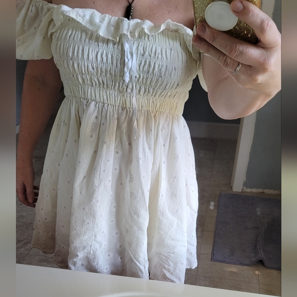 STUNNING LEMON LADY DAISY PUFF SLEEVE RUFFLE RUCHED mini dress - Picture 3 of 10